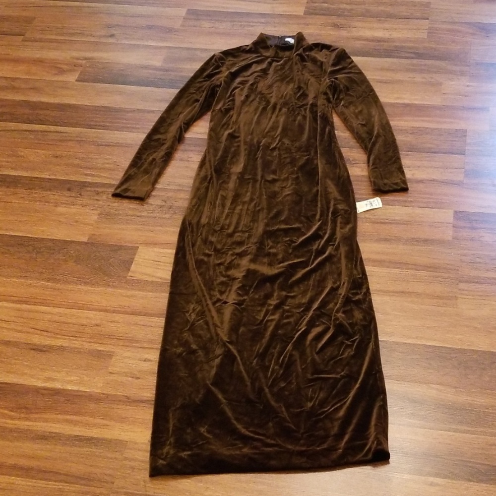 Andrea Polizzi Brown Velvet Dress